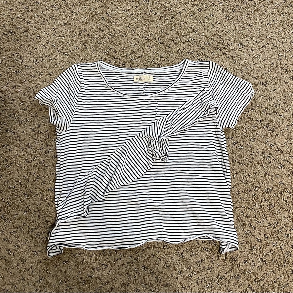 Hollister Black and White Tee with Diagonal Detail